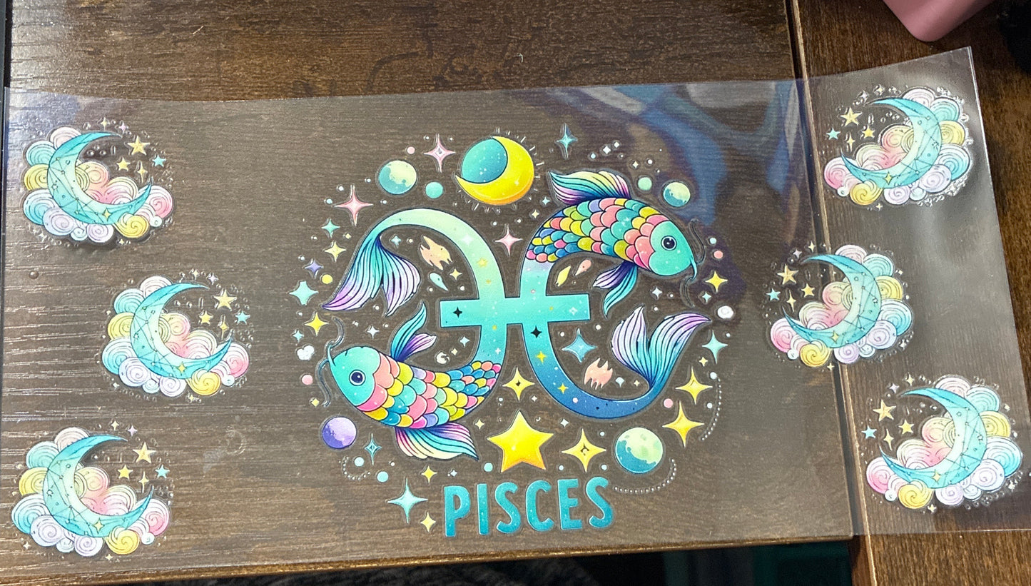 16oz Colorful Pisces Zodiac Cup Wrap