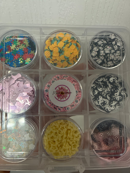 Sample mystery box - polymer clay and shaped glitter
