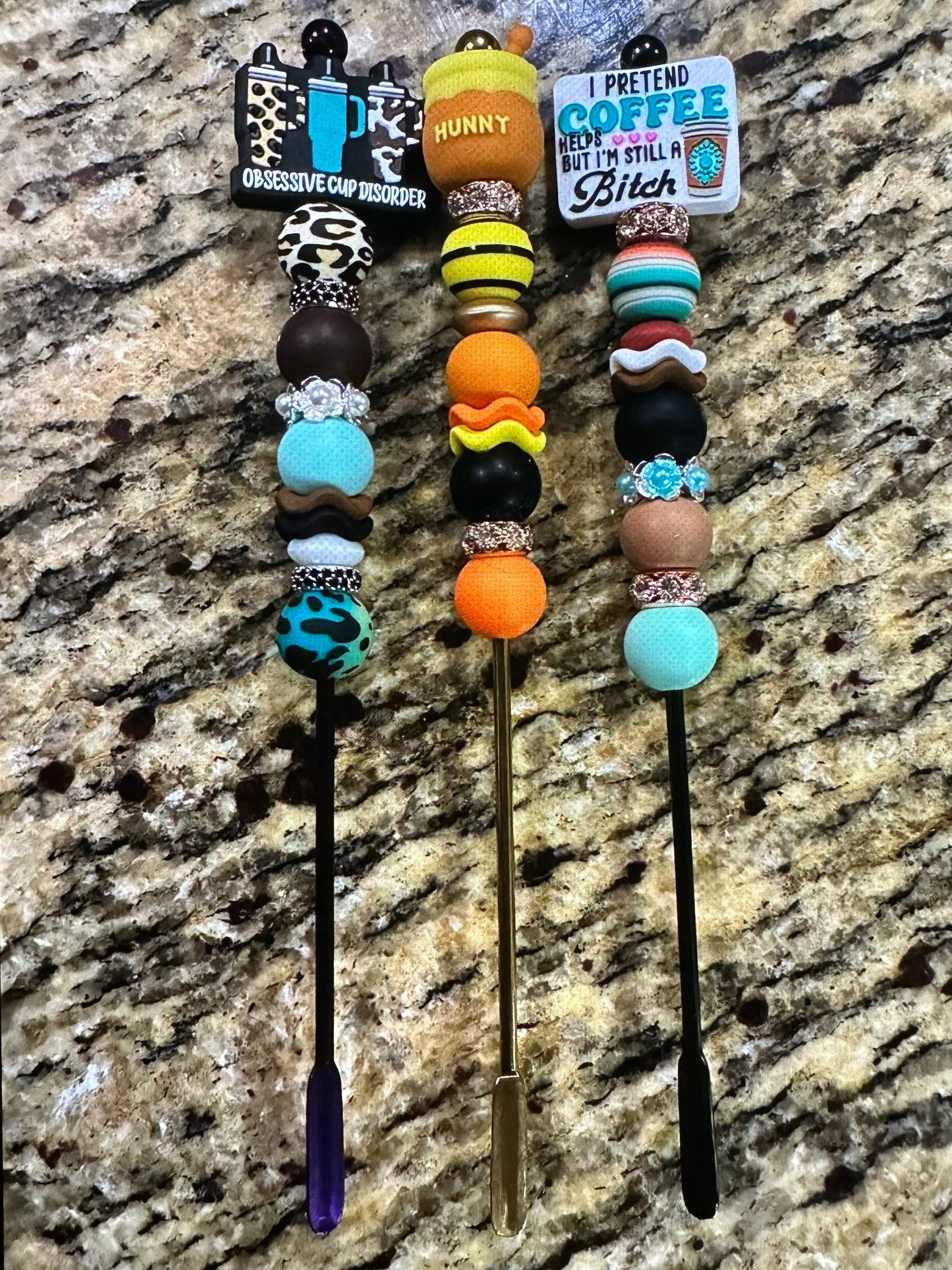 7.6 Inch Metal Stirers- pick color and beads on live or leave a discription.