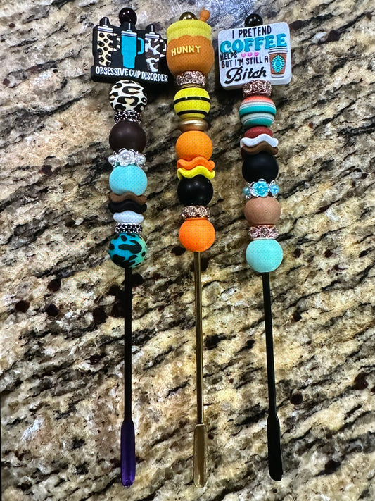 7.6 Inch Metal Stirers- pick color and beads on live or leave a discription.