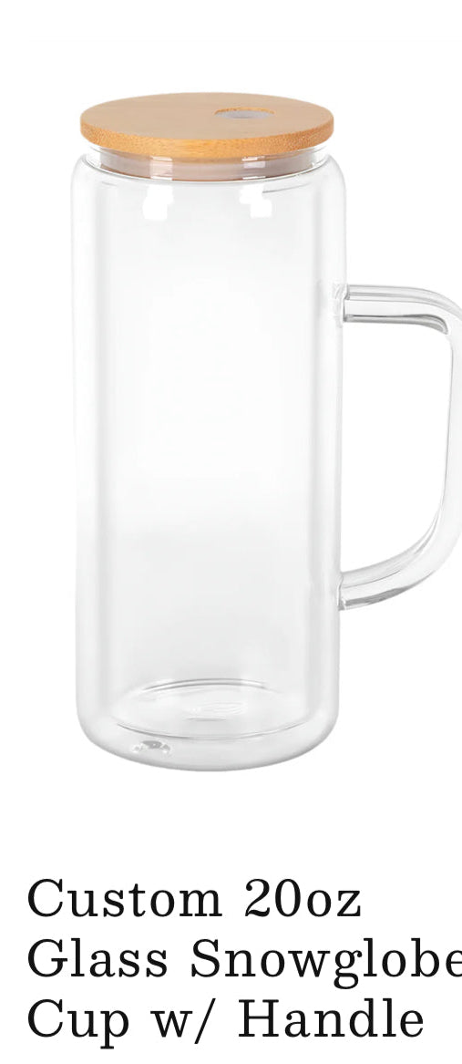 20oz glass snowglobe with handle