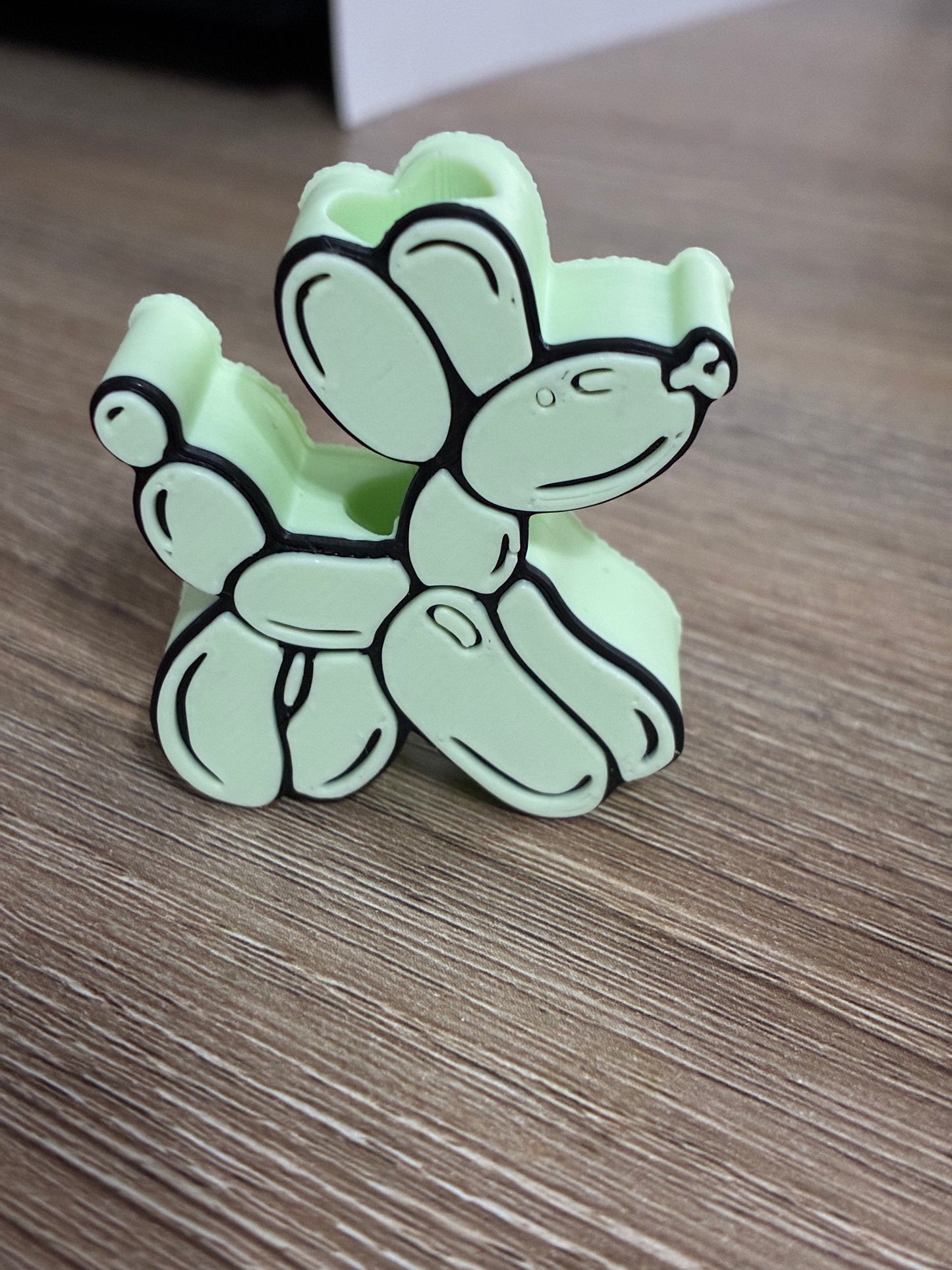 3D straw topper Teal balloon dog