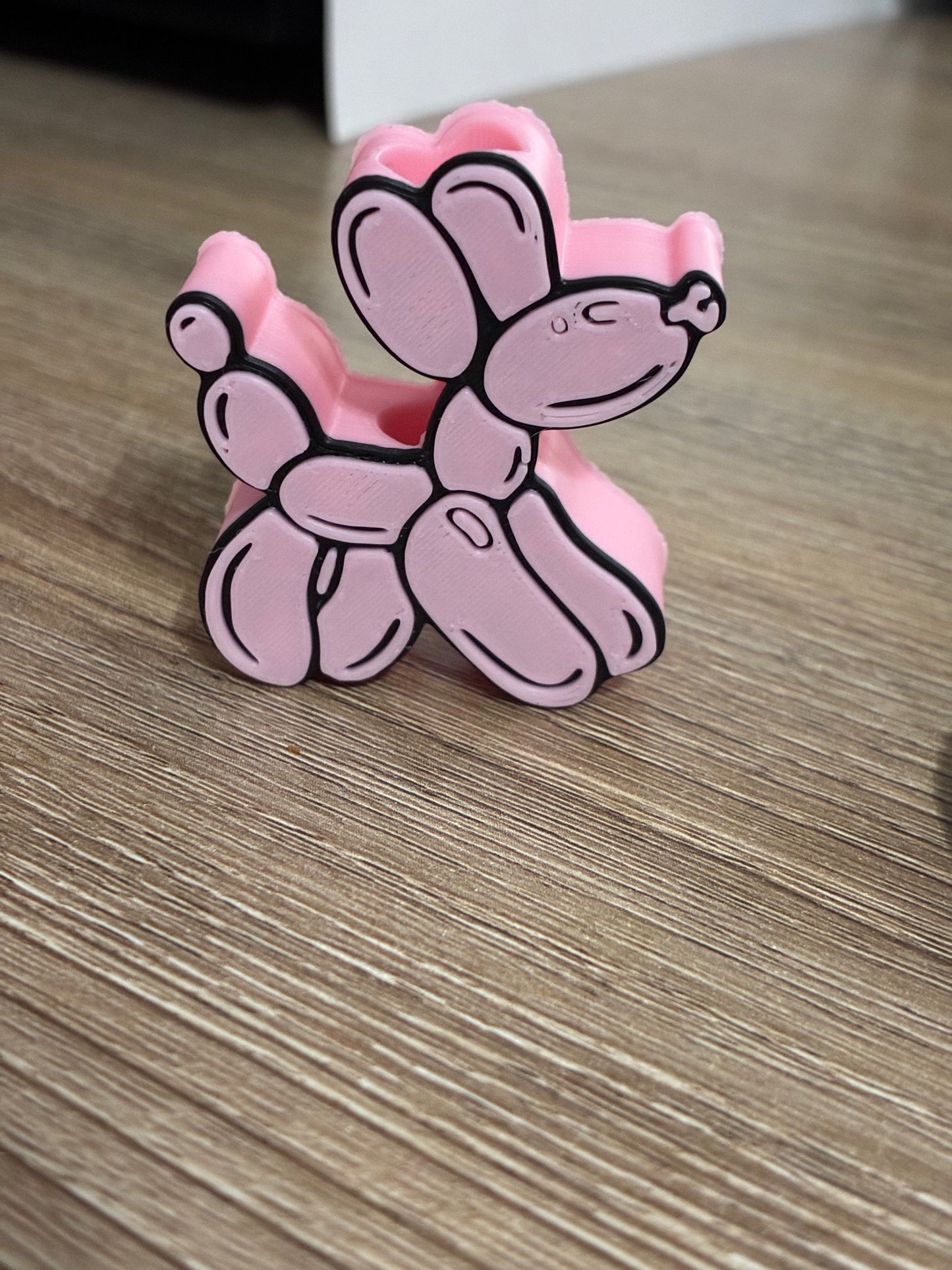 3D straw topper pink balloon dog