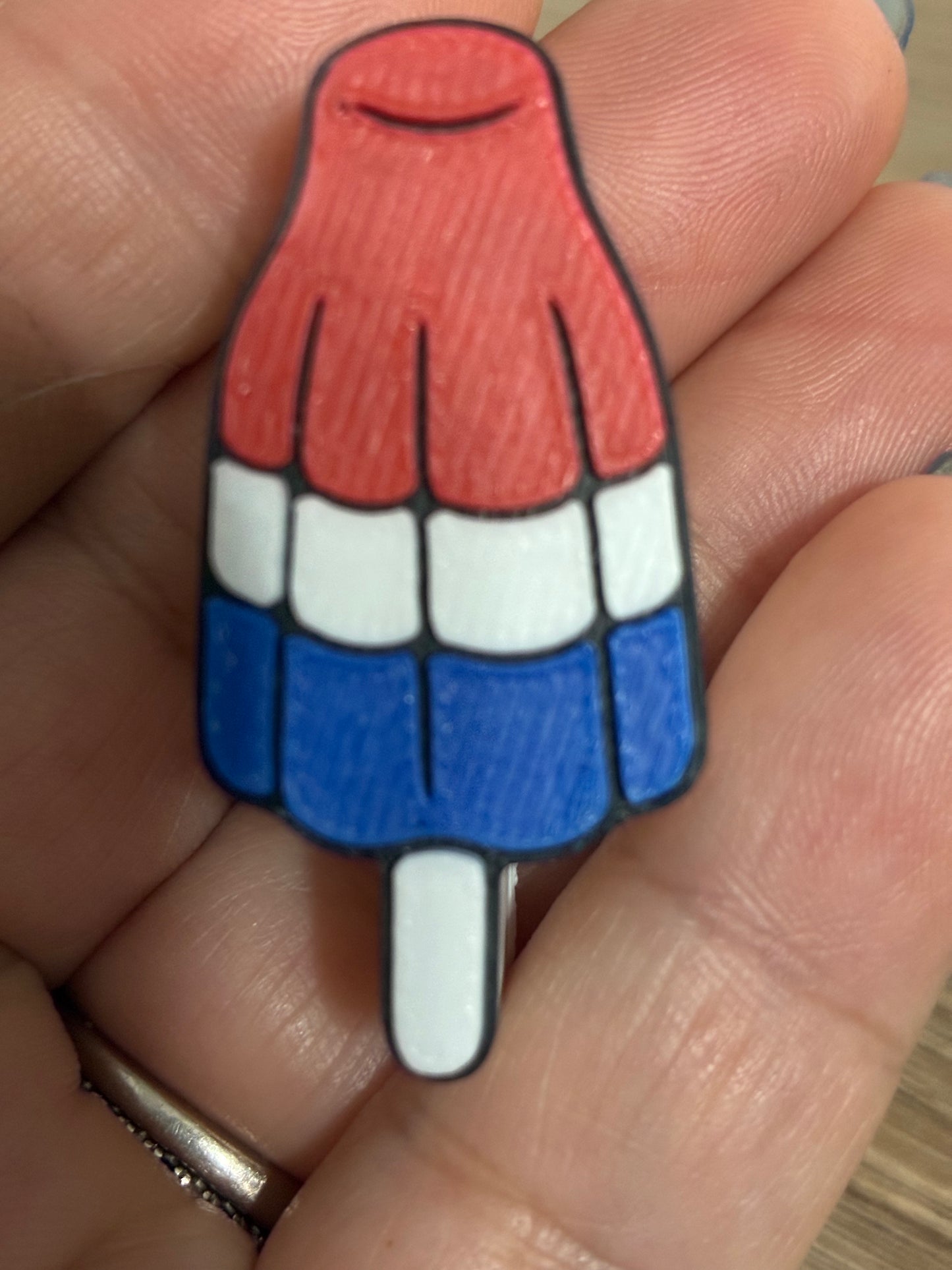3D straw topper Red white and blue ice pop