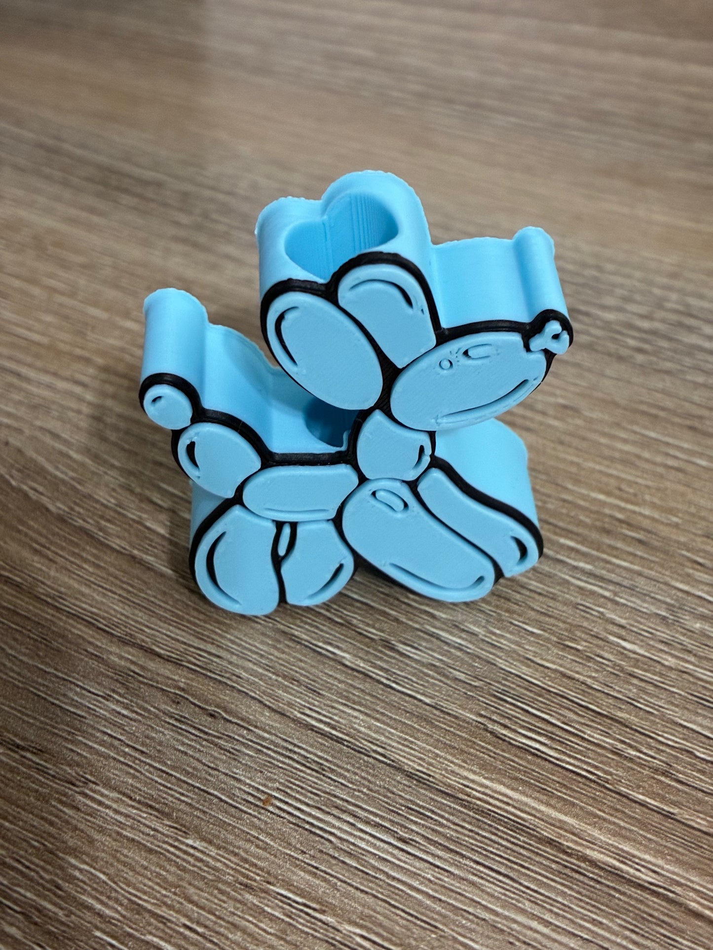 3D straw topper blue balloon dog