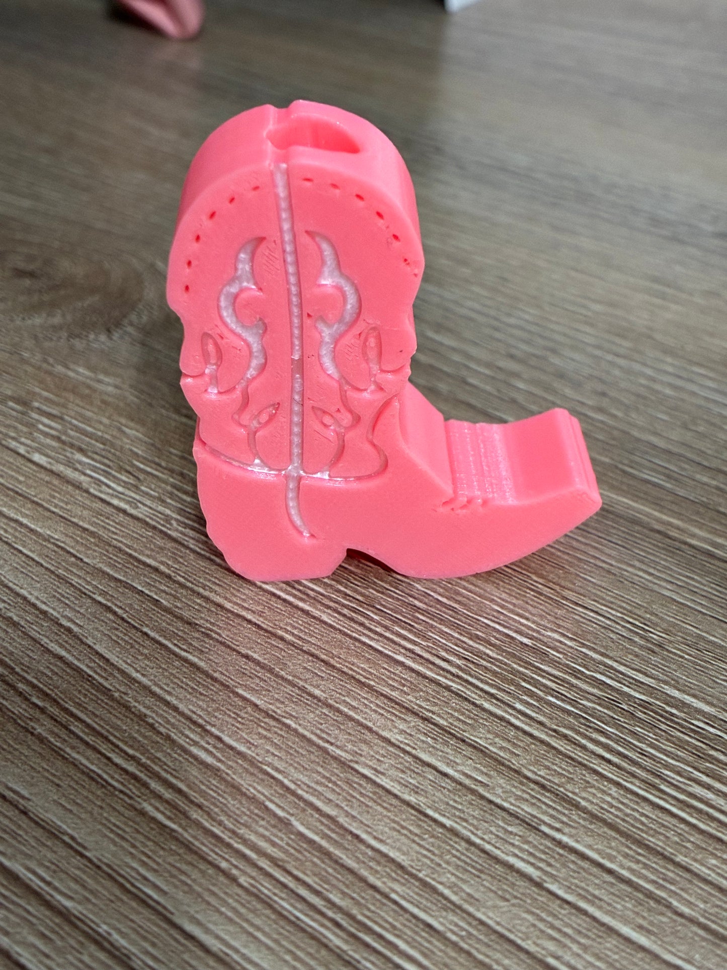 3D straw topper - pink cowboy boot