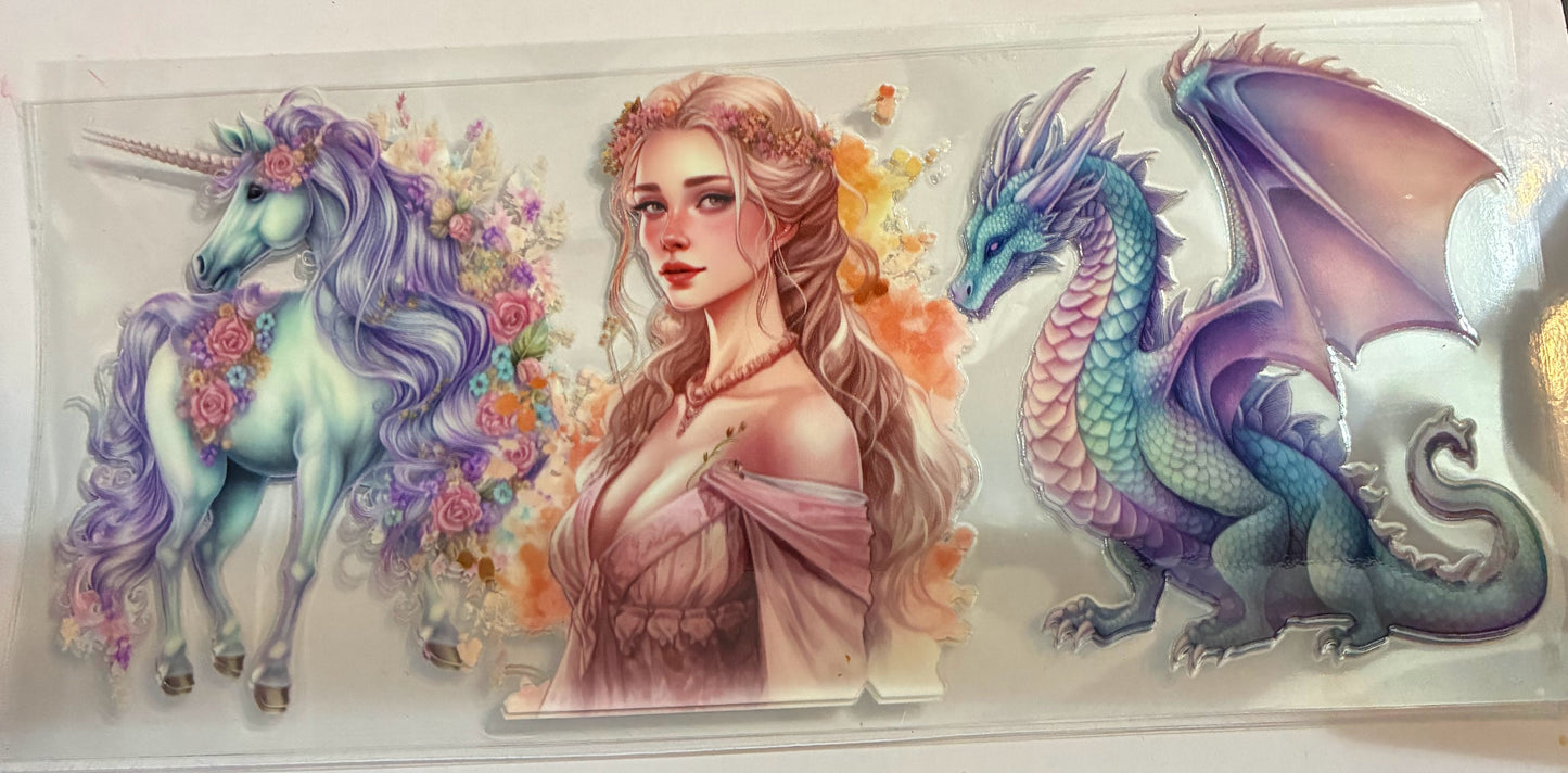 16oz Dragon and Unicorn Girl Cup Wraps