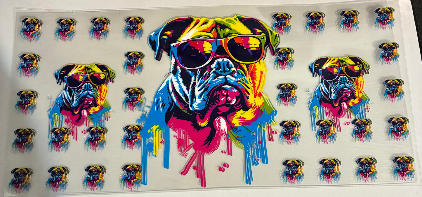 16oz Colorful Bulldog Cup Wrap