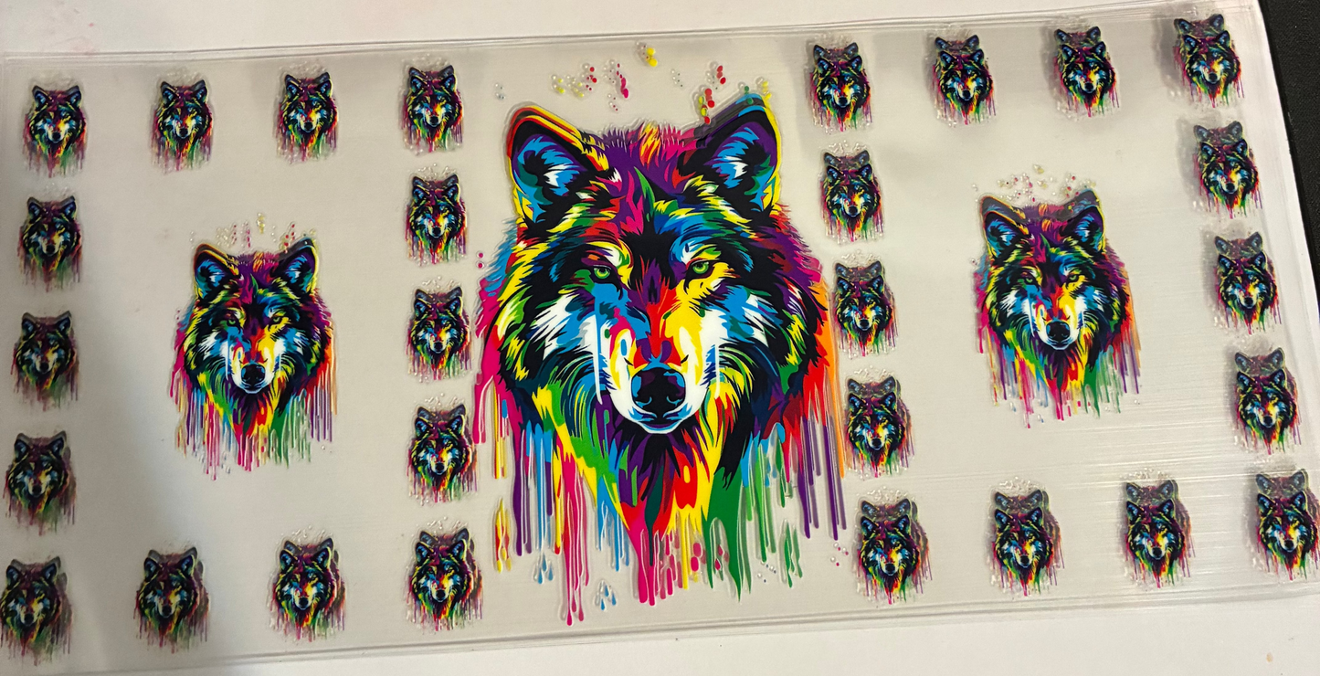 16oz Colorful Wolves Cup Wrap