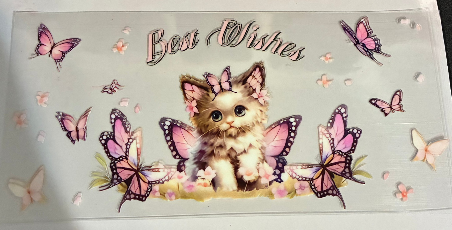 16oz Kitty and Butterfly Cup Wrap