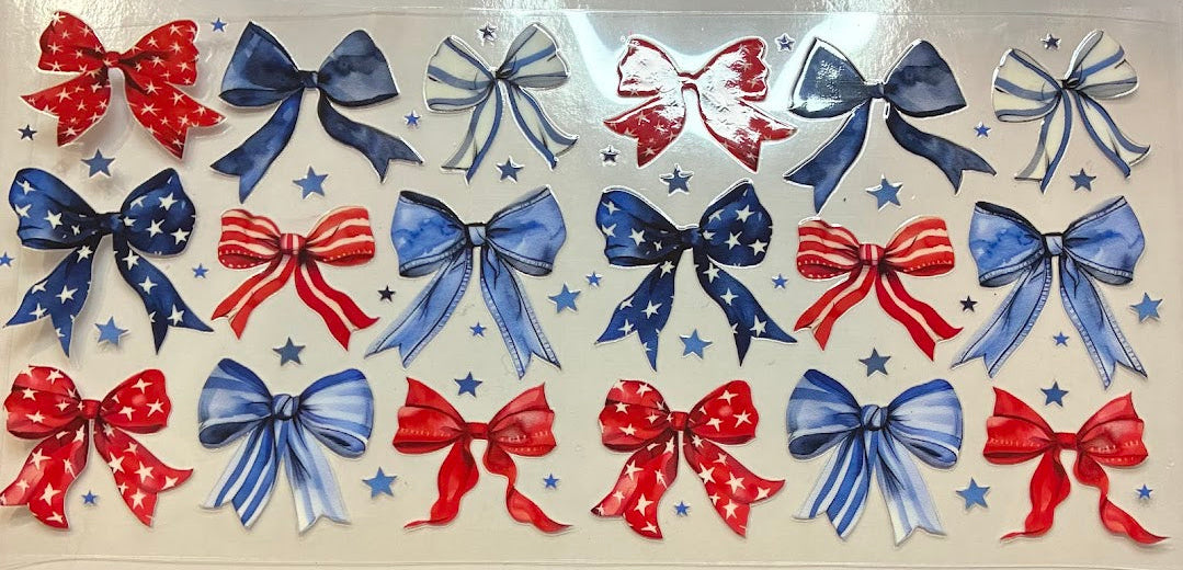 16oz Red, White and Blue Bows Cup Wrap