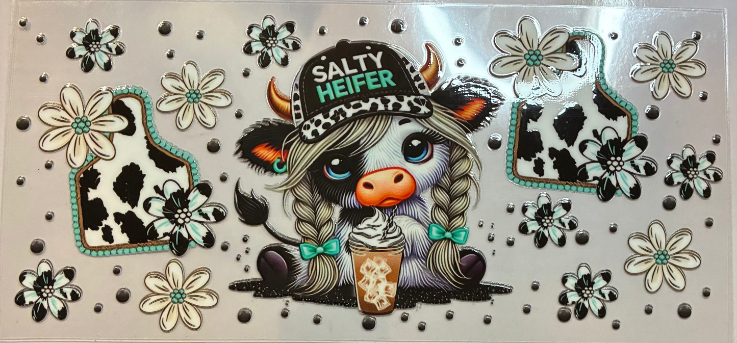 16oz Salty Heifer Highland Cow Cup Wrap