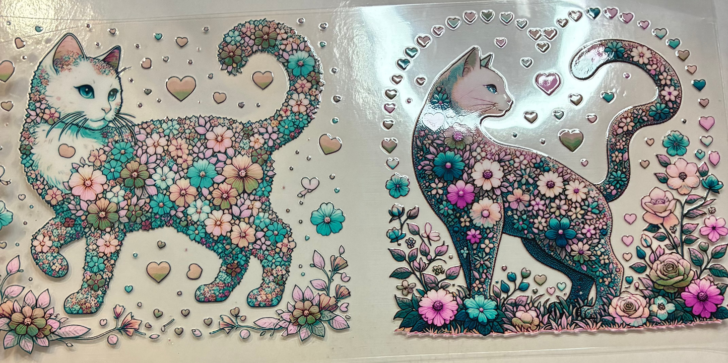 16oz Floral Cat Cup Wrap