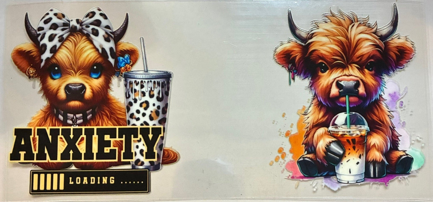 16oz Anxiety Highland Cow Cup Wrap