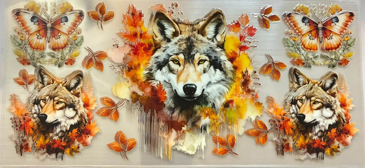 16oz Fall Wolves and Moths Cup Wrap