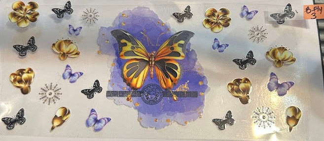 16oz Blue and Gold Butterflies