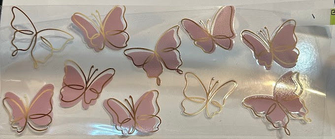 16oz Mauve and Gold Butterflies Cup Wrap