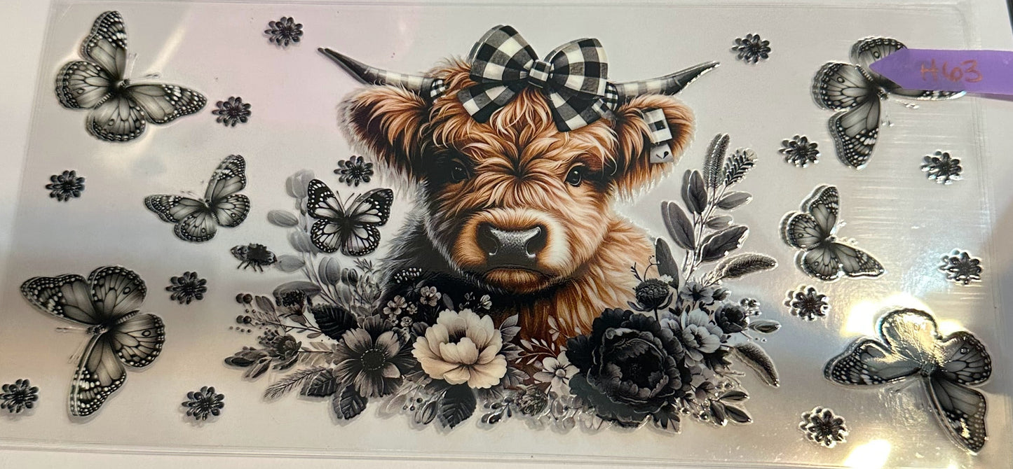 16oz Butterfly Highland Cow Cup Wrap
