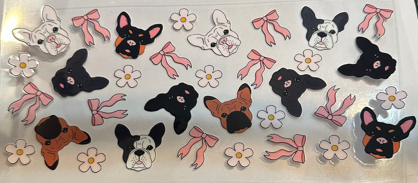 16oz Floral Bow Dogs Cup Wrap