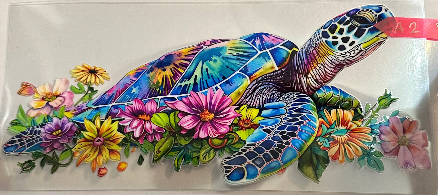 16oz Floral Sea Turtle Cup Wrap