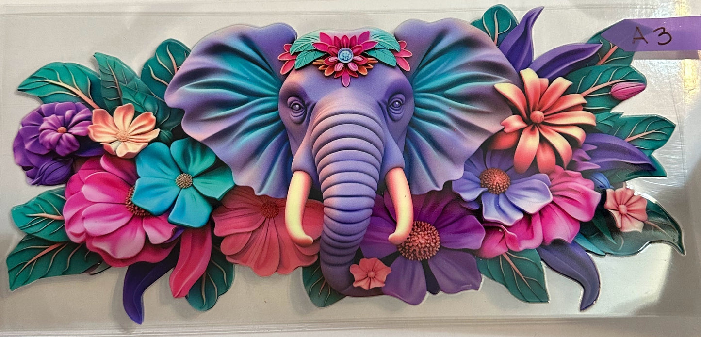 16oz Floral Elephant Cup Wrap