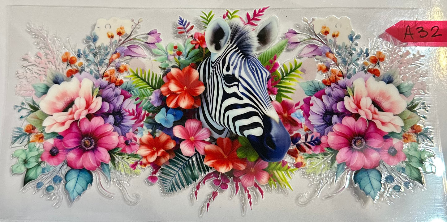 16oz Floral Zebra Cup Wrap