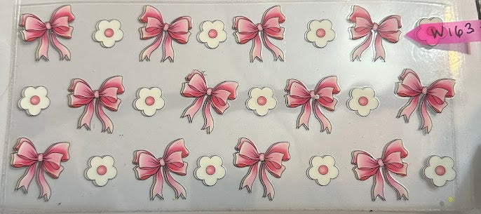 16oz Pink Bows and White Flowers Cup Wrap