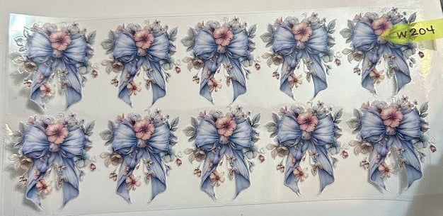 16oz Light Blue Bow with Pink Flowers Cup Wrap