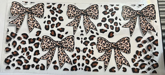 16oz Cheetah Bows with Print Cup Wrap
