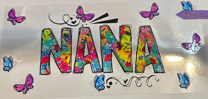 16oz NANA with Butterflies and Flowers Cup Wrap