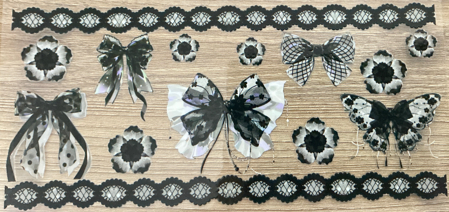 16oz Black and White bow Cup Wrap