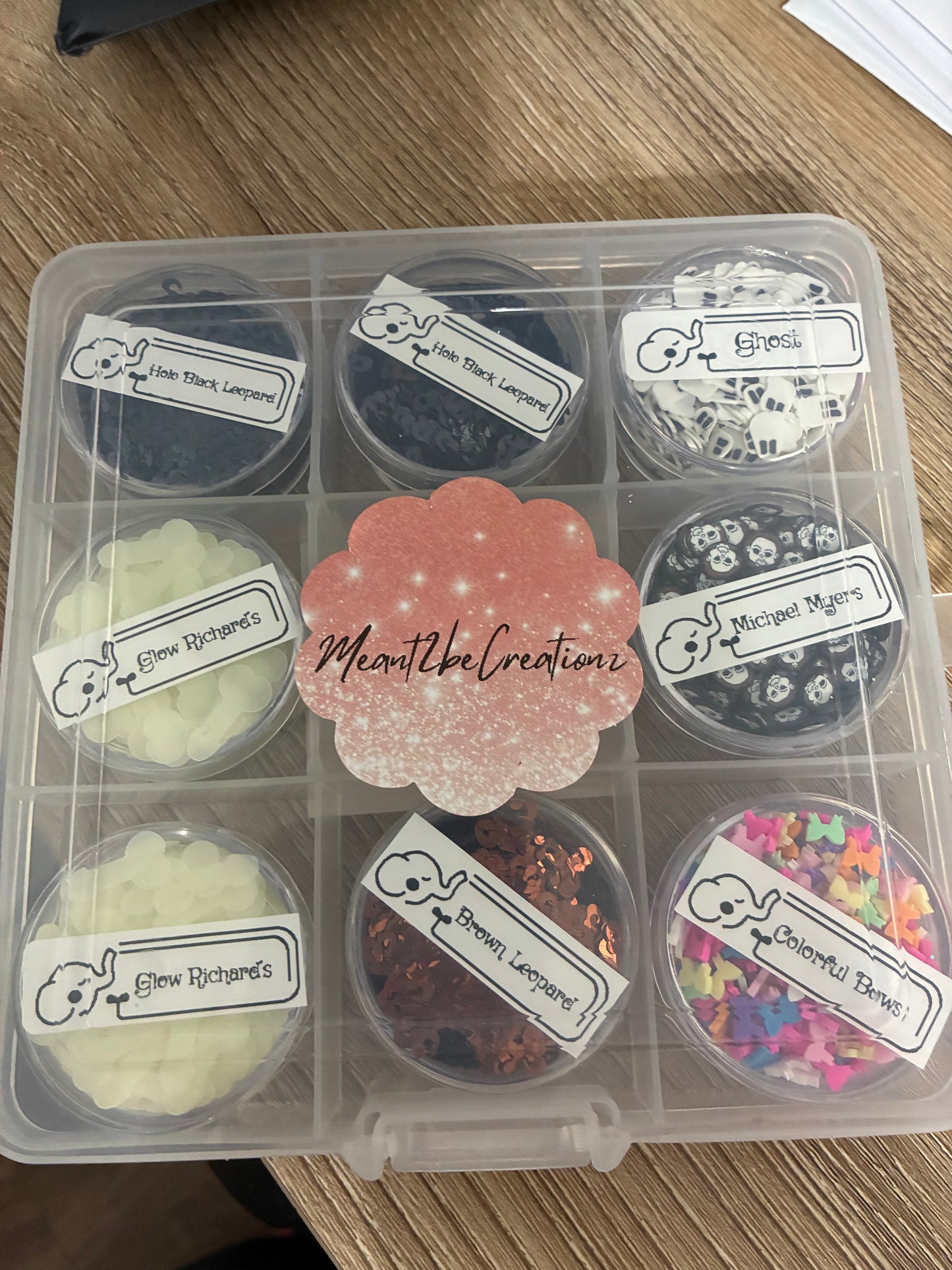 9pc Sample mystery box - polymer clay and shaped glitter