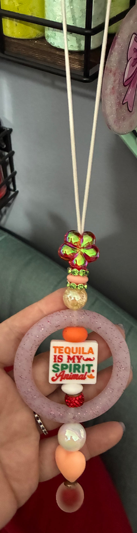 Pre made beadable rear view charm