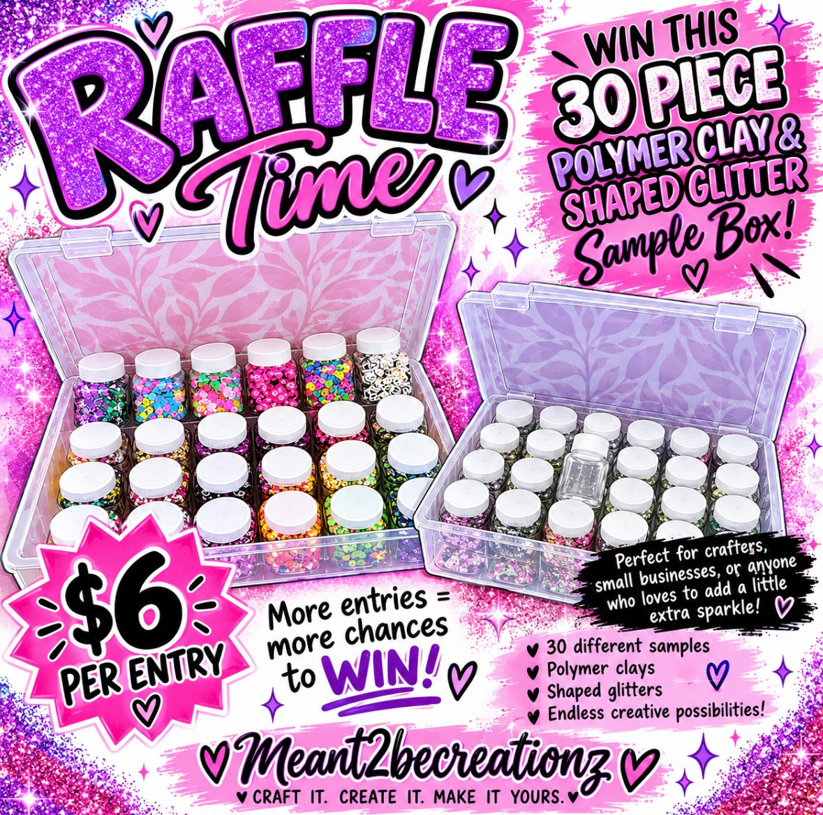 Waffle - 30 Piece polymer/shaped glitter sample box