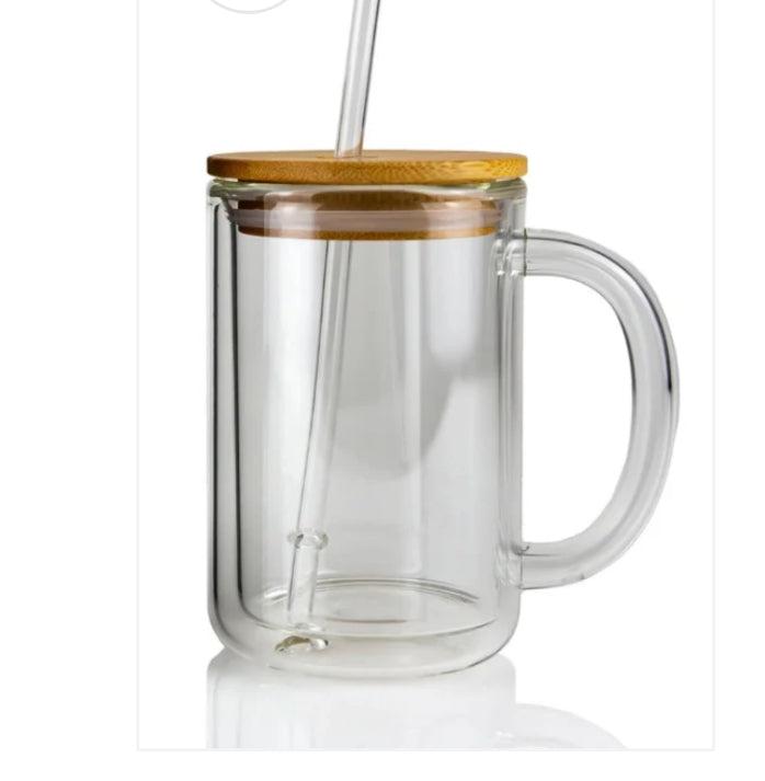 Custom 15oz Glass Snowglobe Coffee Mug w/ Fillable Handle