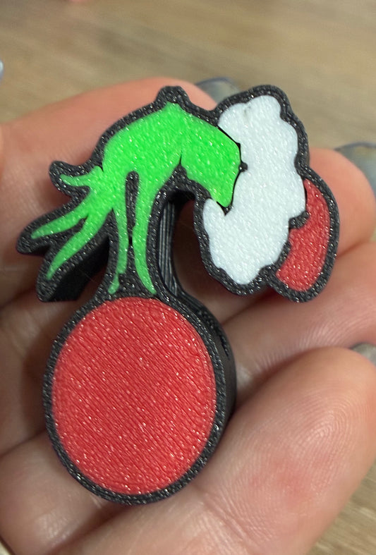 3D Grinch hands straw topper