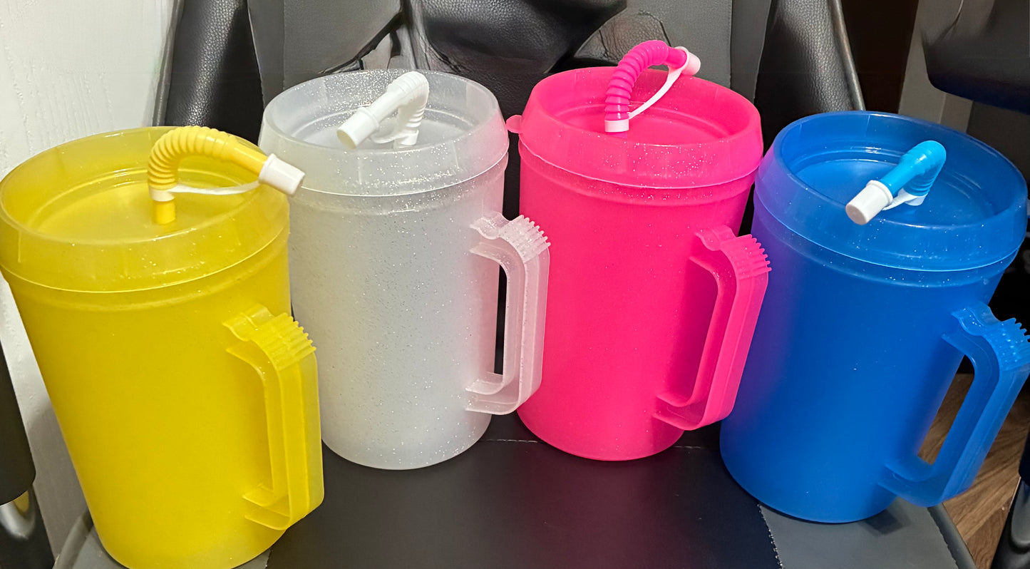 34oz trucker glitter cups