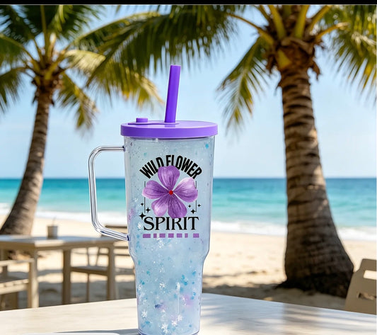 30oz Snow Globe Handle Leak Proof Tumbler acrylic Cups with colored lids/ pick uvdtf wrap separately