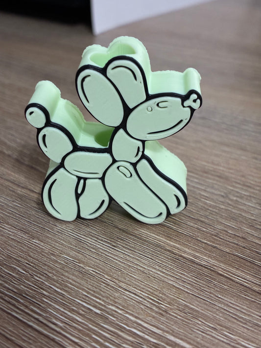 3D straw topper Teal balloon dog