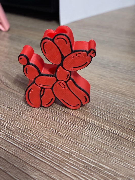 3D straw topper Red balloon dog