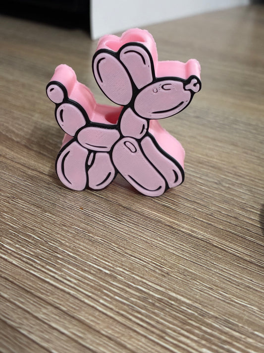 3D straw topper pink balloon dog