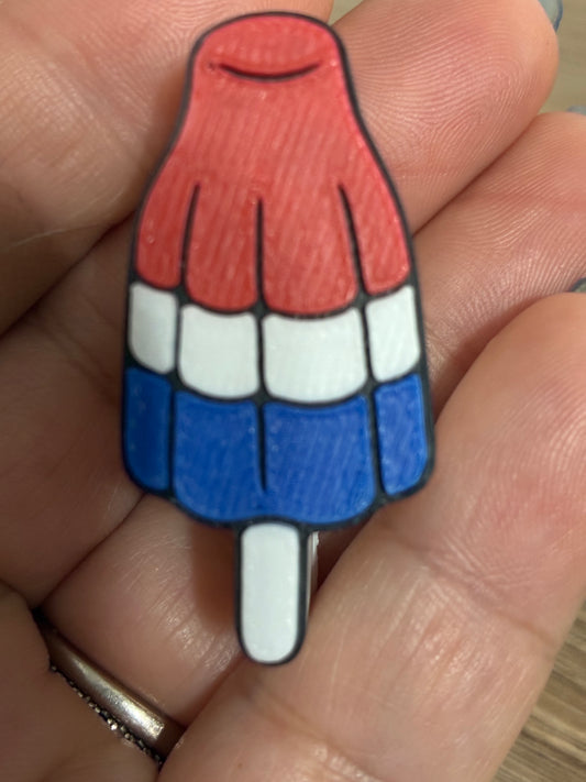 3D straw topper Red white and blue ice pop