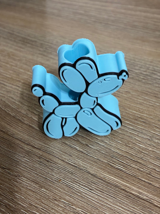 3D straw topper blue balloon dog