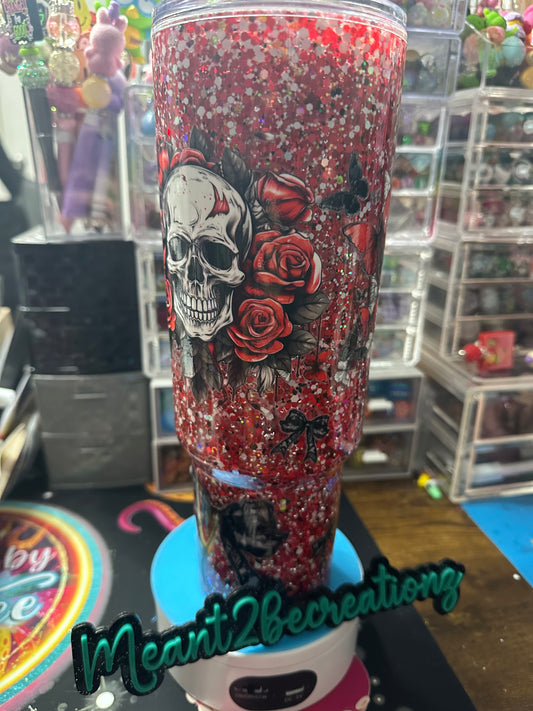 40 oz pre made acrylic snowglobe cup