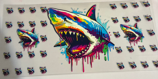16oz Colorful Shark Cup Wrap