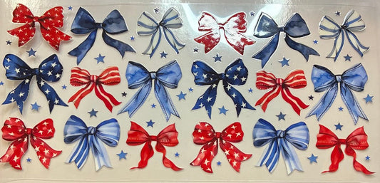 16oz Red, White and Blue Bows Cup Wrap