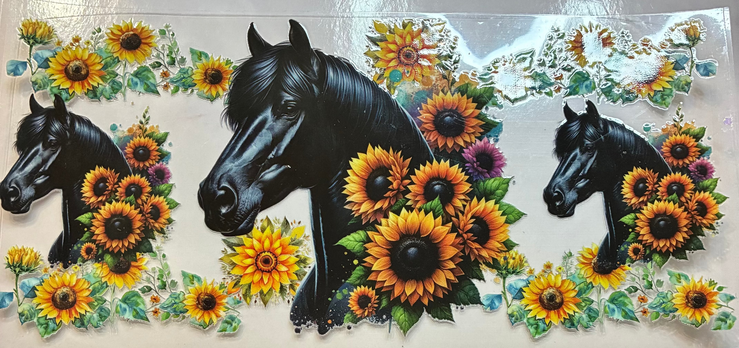 16oz Floral Horses Cup Wrap