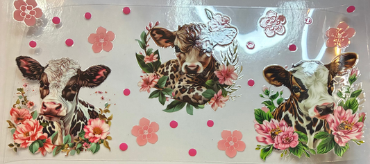 16oz Floral Cow Cup Wrap