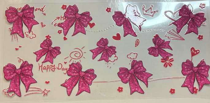 16oz Pink Bows with Paper Airplanes Cup Wrap