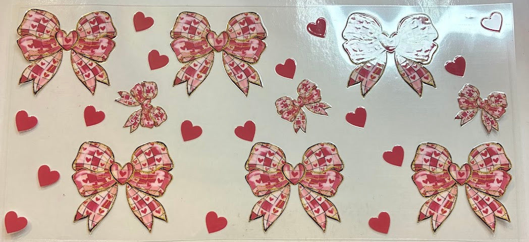 16oz Pink Bows with Red Hearts Cup Wrap